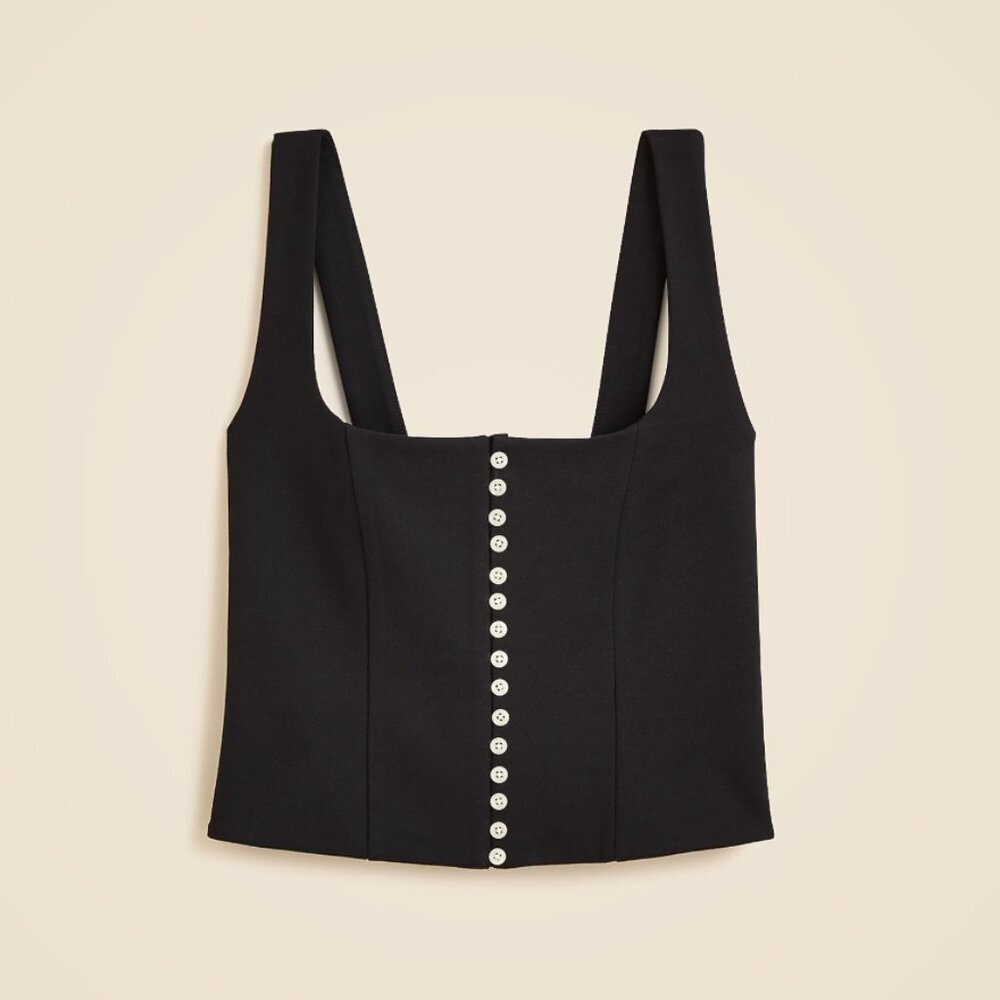 J. Crew Black Corset top in stretch ponte M NWT
